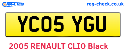 YC05YGU are the vehicle registration plates.