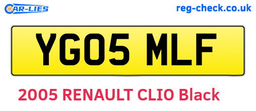 YG05MLF are the vehicle registration plates.