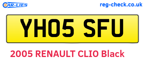YH05SFU are the vehicle registration plates.
