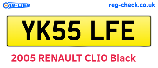 YK55LFE are the vehicle registration plates.