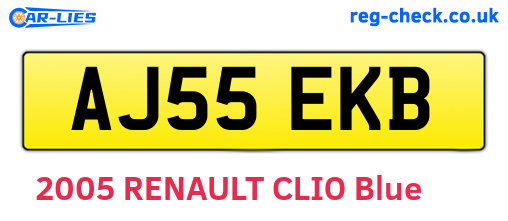 AJ55EKB are the vehicle registration plates.