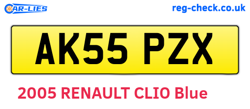AK55PZX are the vehicle registration plates.