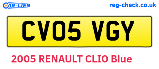 CV05VGY are the vehicle registration plates.