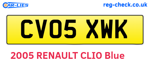 CV05XWK are the vehicle registration plates.