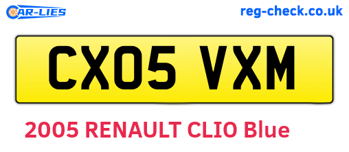 CX05VXM are the vehicle registration plates.