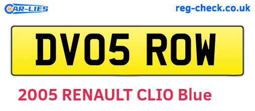DV05ROW are the vehicle registration plates.