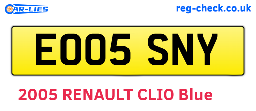 EO05SNY are the vehicle registration plates.