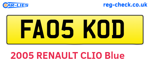 FA05KOD are the vehicle registration plates.
