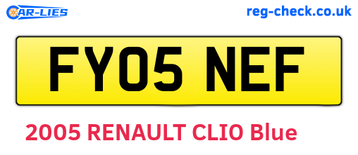 FY05NEF are the vehicle registration plates.