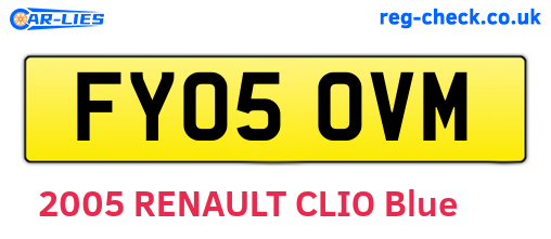 FY05OVM are the vehicle registration plates.