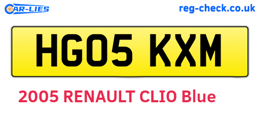 HG05KXM are the vehicle registration plates.