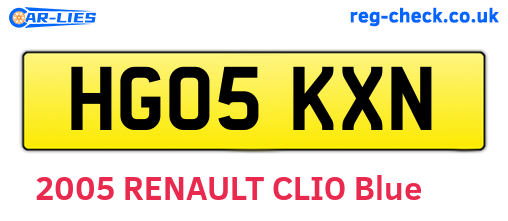 HG05KXN are the vehicle registration plates.