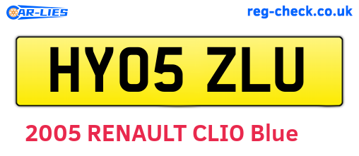 HY05ZLU are the vehicle registration plates.