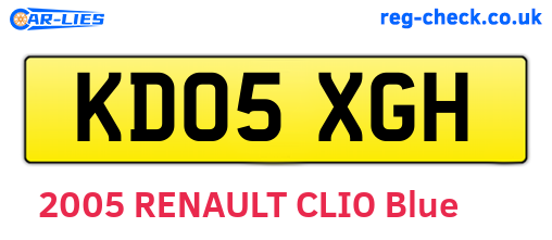 KD05XGH are the vehicle registration plates.