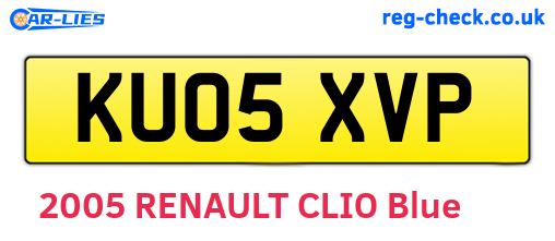 KU05XVP are the vehicle registration plates.