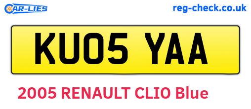 KU05YAA are the vehicle registration plates.