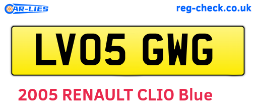 LV05GWG are the vehicle registration plates.