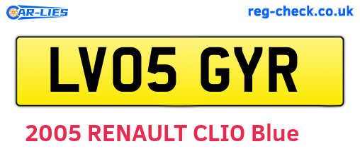 LV05GYR are the vehicle registration plates.
