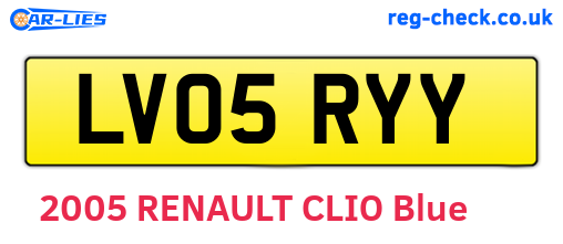LV05RYY are the vehicle registration plates.