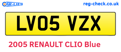LV05VZX are the vehicle registration plates.