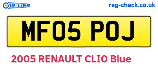 MF05POJ are the vehicle registration plates.