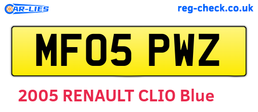 MF05PWZ are the vehicle registration plates.