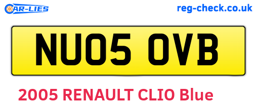 NU05OVB are the vehicle registration plates.