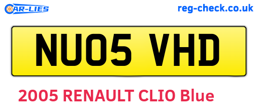 NU05VHD are the vehicle registration plates.
