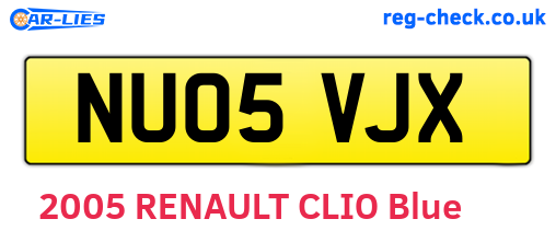 NU05VJX are the vehicle registration plates.