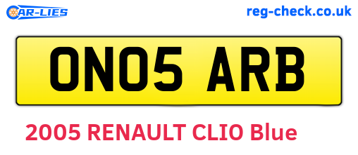 ON05ARB are the vehicle registration plates.