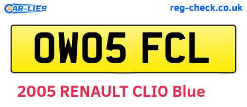 OW05FCL are the vehicle registration plates.
