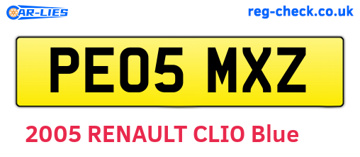 PE05MXZ are the vehicle registration plates.