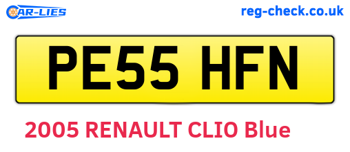 PE55HFN are the vehicle registration plates.