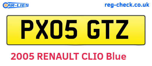 PX05GTZ are the vehicle registration plates.