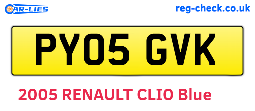 PY05GVK are the vehicle registration plates.