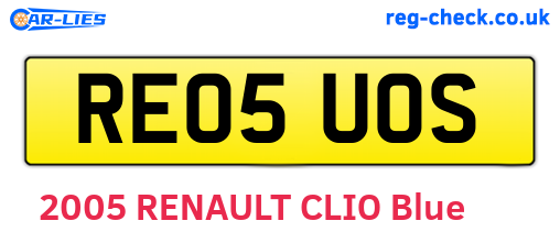 RE05UOS are the vehicle registration plates.
