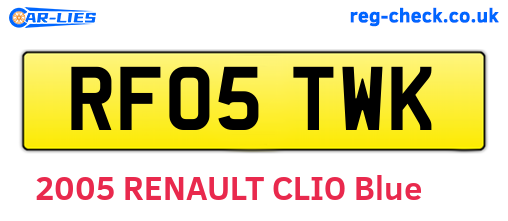 RF05TWK are the vehicle registration plates.