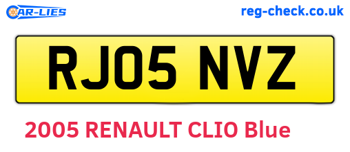 RJ05NVZ are the vehicle registration plates.