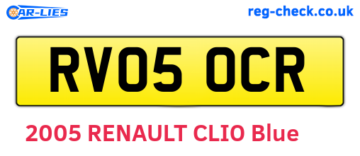 RV05OCR are the vehicle registration plates.