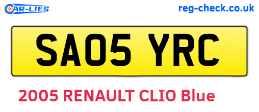 SA05YRC are the vehicle registration plates.