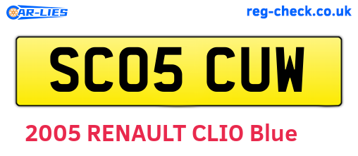 SC05CUW are the vehicle registration plates.