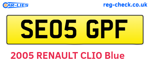 SE05GPF are the vehicle registration plates.
