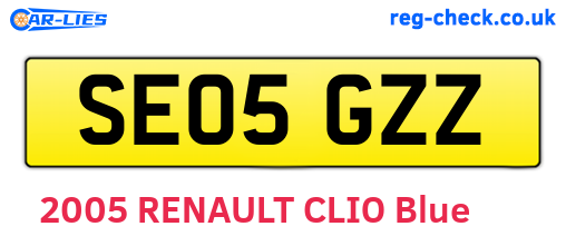 SE05GZZ are the vehicle registration plates.