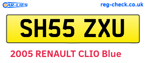 SH55ZXU are the vehicle registration plates.