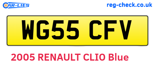 WG55CFV are the vehicle registration plates.