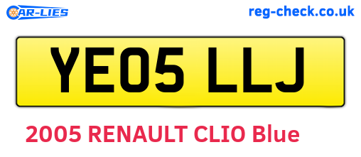 YE05LLJ are the vehicle registration plates.