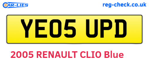 YE05UPD are the vehicle registration plates.