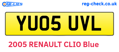 YU05UVL are the vehicle registration plates.