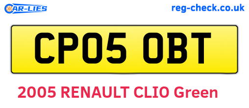 CP05OBT are the vehicle registration plates.