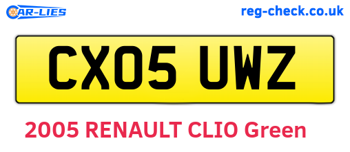 CX05UWZ are the vehicle registration plates.